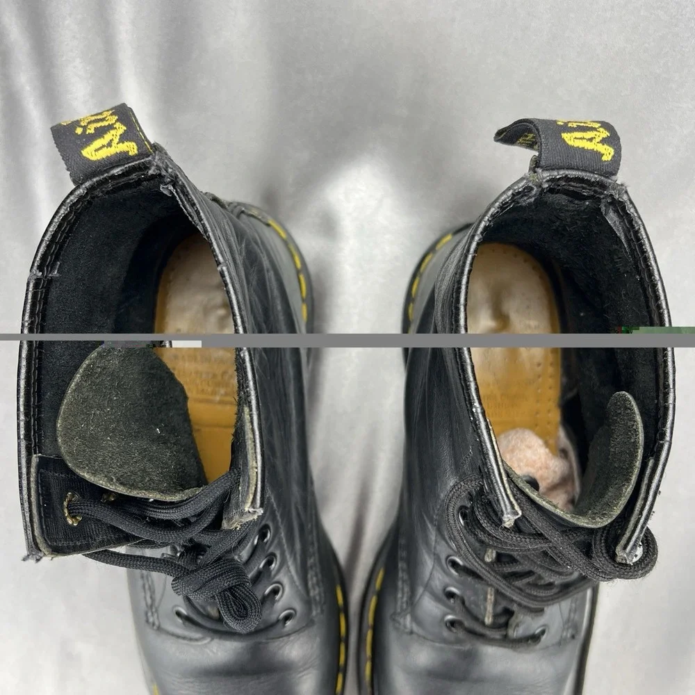 Vtg Dr. Martens Combat Black Leather Boots Made In England * UK 6 / US 7 / EU 39 - Picture 11 of 17